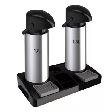 Imagem de Kit 2 Garrafa Térmica Verona 1,8 L Inox + 1 Bandeja Organizadora Servi