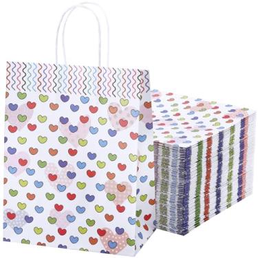 Imagem de Tivcck 40 sacos de presente de papel com alças, saco de papel kraft branco, sacos de lembrancinha de festa de papel de pontos para casamentos, chás de bebê, aniversários, bolsa de brindes, compras de