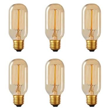 Imagem de Kit 6x Lâmpada Filamento Carbono Vintage Âmbar T45 25W 110V E27 Dimerizável
