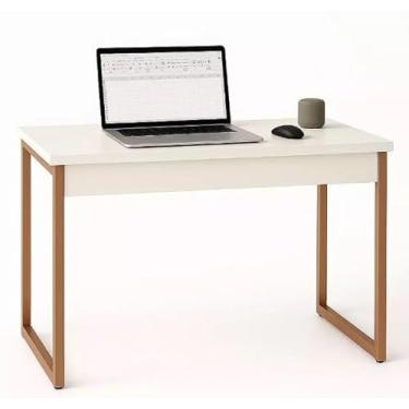 Imagem de Mesa Escrivaninha Industrial Escritório Home Office - Rede Móveis (BRANCO/BRONZE)