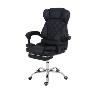 Imagem de Cadeira de Escritorio Presidente Ergonômica Alta Com Apoio para Pés Pillow Top Preta