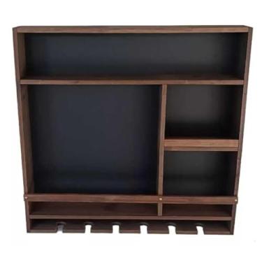 Imagem de Bar barzinho madeira para parede bebidas taças e copos estilo rústico