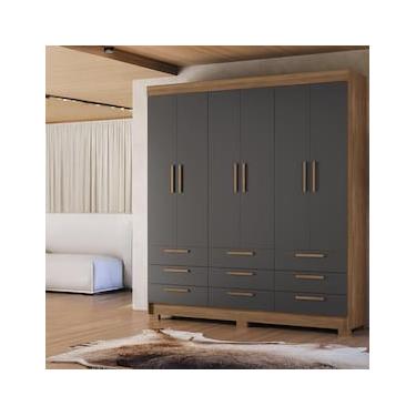 Imagem de Guarda-Roupa Casal Santos Andirá Colombo com 6 Portas, 9 Gavetas e 4 Prateleiras – 194,4cm de largura