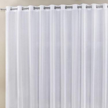 Imagem de Cortina Roma 3,00M X 2,50M Branca Tecido Rafia Detalhado Para Sala Ou 