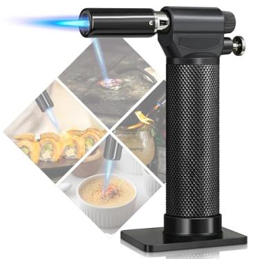 Imagem de Wanbro Isqueiro de tocha de cozinha, isqueiros recarregáveis de butano com chama de jato ajustável, maçarico de sopro de operação com uma mão para cozinhar, churrasco, assar, creme brulee, solda (sem