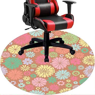Imagem de Tapete de cadeira de escritório com flores, textura de flor, tapete de cadeira de mesa para piso de madeira de escritório em casa, protetor de piso de pilha baixa, redondo 78,7 cm