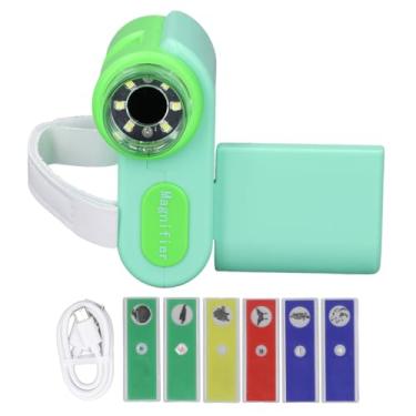 Imagem de Microscópio infantil 1000X Microscópio digital de mão de 2 polegadas Tela colorido Tela portátil Microscópio educacional Ferramenta educacional (Verde)