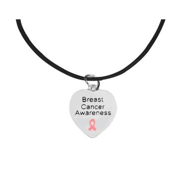 Imagem de Pacote de colar/atacado de conscientização sobre o câncer de mama – Colares de fita rosa para câncer de mama – Perfeito para grupos de apoio, eventos e presentes, 2 Necklaces, Couro, Sem Pedra