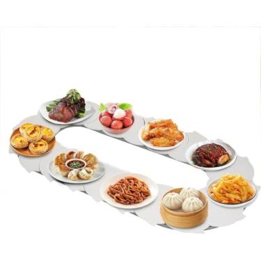 Imagem de Mesa Giratória De Alimentos Rotativa De 360 °, Mesa Giratória Removível Para Servir Comida De Trem De Jantar, Bandeja Giratória Manual Para Festa Na Sala De Janta, White, 1.6m/5.25ft