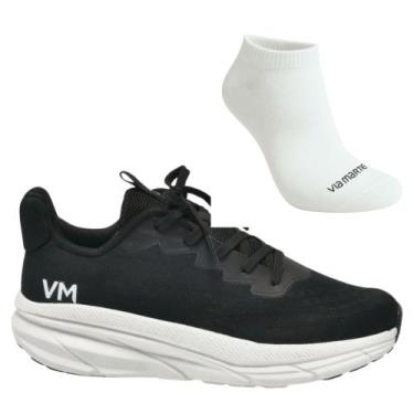 Imagem de Kit Tênis Casual Feminino Via Marte 261-001-01 e Meia, 38, Preto, Femi