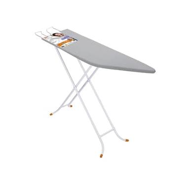 Imagem de Tábua de Passar Roupa Utimil Ajustável com Ponta e Suporte para Ferro – Branco/Cinza