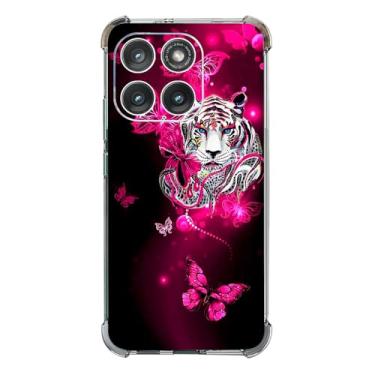 Imagem de Beaucov Capa para Motorola Edge 2025, proteção contra quedas de borboleta de tigre branco à prova de choque, capa protetora de corpo inteiro resistente a arranhões para Motorola Moto Edge 2025