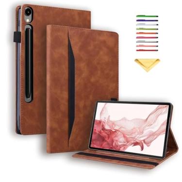 Imagem de UUcovers Capa para Samsung Galaxy Tab S10 FE+/S10 FE Plus 13,1 polegadas modelo 2025 (SM-X620/SM-X626B) com porta-lápis/bolso/compartimentos para cartão, capa carteira de couro PU TPU traseira à prova