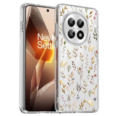 Imagem de Unov Capa compatível com OnePlus 13 5G transparente com buquê de flores douradas design feminino TPU macio absorção de choque fina padrão em relevo capa protetora traseira