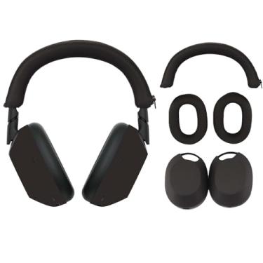Imagem de [3 conjuntos] Capa protetora de silicone NOUKAJU WH-1000XM6 para Sony WH-1000XM6 (preta)
