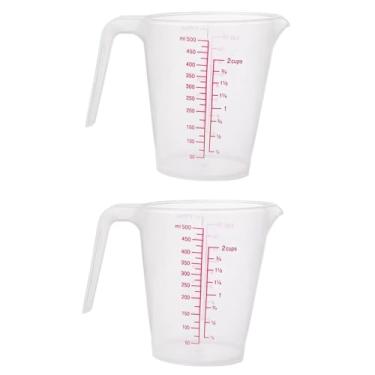 Imagem de Copo de medição de plástico, 2 peças, 250/500 ml, caneca de medição de 250/500 ml, com alça, jarro graduado para cozimento de farinha, óleo, pó, recipiente de medição de cozinha (500 ml)