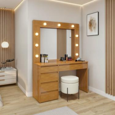 Imagem de Penteadeira Camarim  100% Mdf 184 X 136cm Anne Naturalle