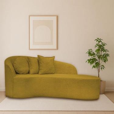 Imagem de Sofá Orgânico Feijão Curvo Design Elegante Para Sala e Estúdio Bouclé 