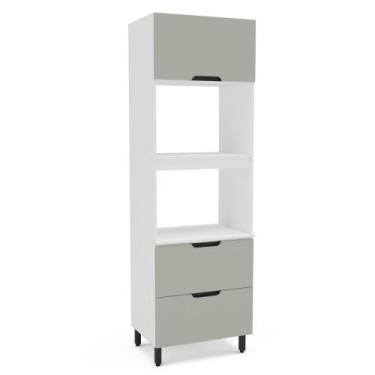 Imagem de Paneleiro Torre Quente 2 Portas 1 Gaveta Meena Politorno, Branco/Verde