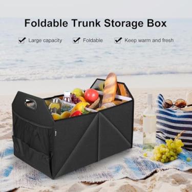 Imagem de Organizador do porta -malas de carro grande nylon 600D durável com uma solução de armazenamento multi -funcional de saco de refrigerador isolado à prova de vazamento removível