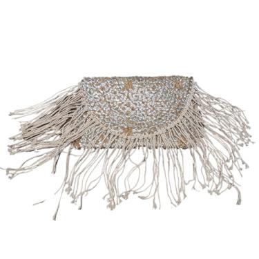Imagem de Bolsa clutch Lily Jute Metallic Stripe Print Bohemian Hipster Beach Wedding Natural Boho Summer Handmade in India, Corda prateada