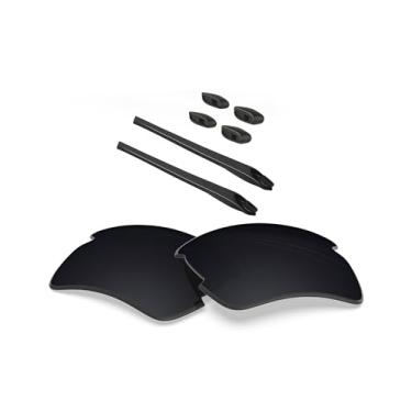 Imagem de BLAZERBUCK Lentes de reposição e kit de meias para óculos de sol Oakley Flak 2.0 XL OO9188, Preto polarizado - [Policarbonato revestido com ar], Fit Flak 2.0 XL OO9188 59mm