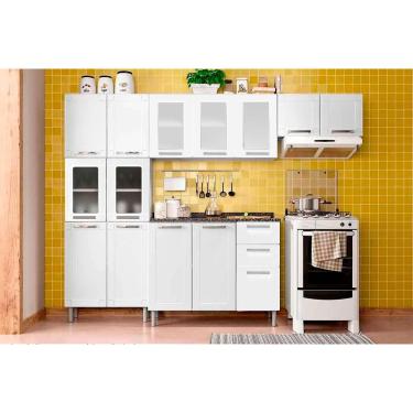 Imagem de Kit de Cozinha Modulada 4 Peças Múltipla (2 Armários + 1 Balcão + 1 Paneleiro) C4P79 Branco - Bertolini
