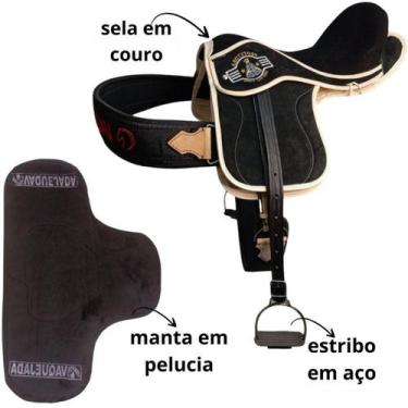 Imagem de Sela para cavalo Vaquejada Em Couro Preta selote - selaria shopping do