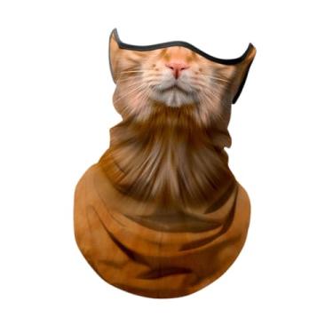 Imagem de RNXRZANK Bandana Máscara Facial Protetora de Pescoço Leve Balaclava Proteção Solar Protetor Facial Cachecol para Homens Mulheres Pesca, Gato amarelo