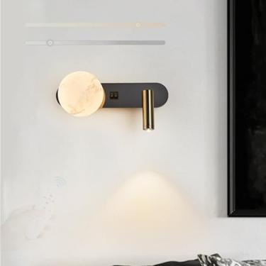 Imagem de GZZBMY Iluminação de parede interna LED com interruptores duplos arandelas de parede com controle remoto lâmpadas de parede modernas reguláveis com foco ajustável para quarto, cabeceira, sala de estar