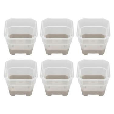 Imagem de Yctze 20pcs Plantadores de Vaso Reutilizável - Vasos de Sementes de Flor de Silicone Quadrado Transparente para Mudas, Plantas Domésticas e Uso de Jardim (Cinza)