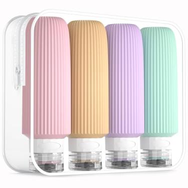 Imagem de Mrsdry Garrafas de viagem para artigos de higiene pessoal, recipientes grandes de tamanho de viagem de 170 g, banheiras à prova de vazamento, sem BPA, acessórios líquidos recarregáveis com bolsa de