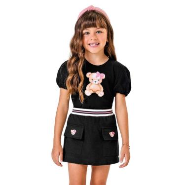 Imagem de Conjunto Menina Blusa Com Shorts Saia Trick Nick Preto Urso