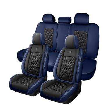 Imagem de SARISKA Capas de assento de carro adequadas para Toyota Corolla 1999-2025 flancos totalmente embrulhados e compatibilidade com airbag lateral de couro napa premium (conjunto completo, preto azul)