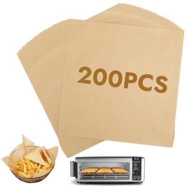 Imagem de BYKITCHEN 200 peças de papel manteiga para fritadeira a ar de 30 cm, papel de embrulho para sanduíche, forros de cesta de alimentos, forros de airfryer para fritadeira Ninja Air Fryer SP101 SP201