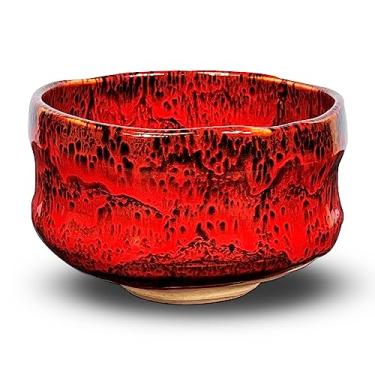 Imagem de Tigela Matcha Chawan, Cerâmica Mino Yaki Xícara de Chá Matcha Japonesa, Xícara de Chá Verde, Copo de Café e Sopa Feito no Japão (Vermelho Brilhante)