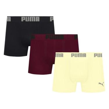 Imagem de Kit 3 Cuecas Puma Boxer Sem Costura Masculina, Amarelo, Preto, EG