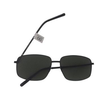 Imagem de Óculos de Sol Masculino Quadrado Preto com Armação Metálica Estilo Mod