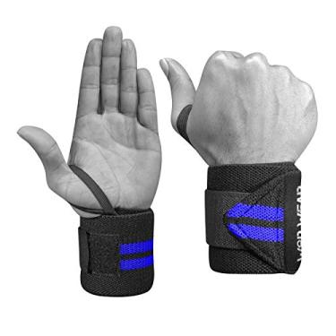 Imagem de WOD Wear envoltórios elásticos para levantamento de peso, treinamento de força, musculação, cross training, levantamento de peso olímpico, suporte de ioga – tamanho único – 100% (listras azuis)