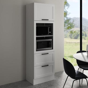 Imagem de Torre Quente 70cm para Forno e Micro-ondas com 1 Porta Basculante Rodapé e 2 Gavetas Cz Branco