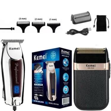 Imagem de Kit Cuidado Masculino (Kemei 2024 + 9164) Ideal Para Barbear - Lippin