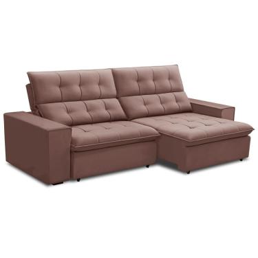 Imagem de Sofá Retrátil Reclinável Para Sala 3 Lugares 250cm Vincent F04 Veludo Rosê - Lyam Decor