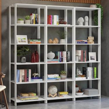 Imagem de Estante Armário Multiuso para Livros 177cm Branco Madesa