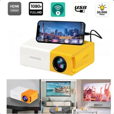Imagem de Projetor Mini Portátil Datashow Filme Hdmi Full Hd Amarelo - LIPPIN