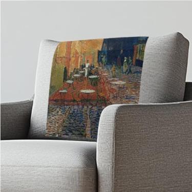 Imagem de ZCFYGDX Protetor de encosto de cabeça reclinável de 66 x 40 cm – tecido de poliéster estampado café terraço à noite, capa de cadeira impermeável e respirável com base antiderrapante, fácil de instalar