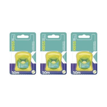 Imagem de Fio Dental Kess 50M Menta - Kit Com 3Un