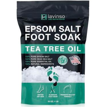 Imagem de Óleo de melaleuca para os pés com sal de Epsom – Feito nos EUA – para a saúde das unhas dos pés, pé de atleta, odor persistente nos pés, suaviza calos e acalma os pés cansados doloridos – 500 g