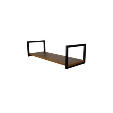 Imagem de Nicho Metalon Preto Prateleira Simples 40cm - VR Designer, Amadeirado 