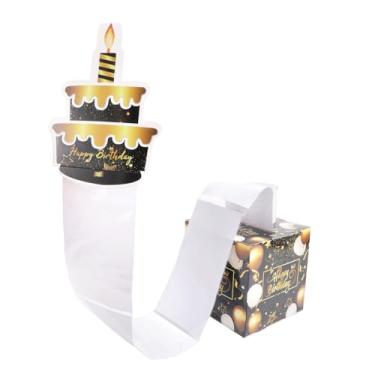 Imagem de Cofrinho de Aniversário, Suporte Dinheiro Amovível com 50 Sacos Transparentes Cartão de Feliz Aniversário e Autocolantes Numéricos DIY para Crianças Adultos Família e Amigos (Preto, Dourado)