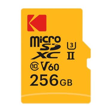 Imagem de Cartão microSD Kodak 256 GB UHS-II U3 V60 taxa de transferência ultrarrápida 300 MB/s leitura 160 MB/s gravação de vídeo 4K/8K ideal para criador de conteúdo inclui adaptador SD